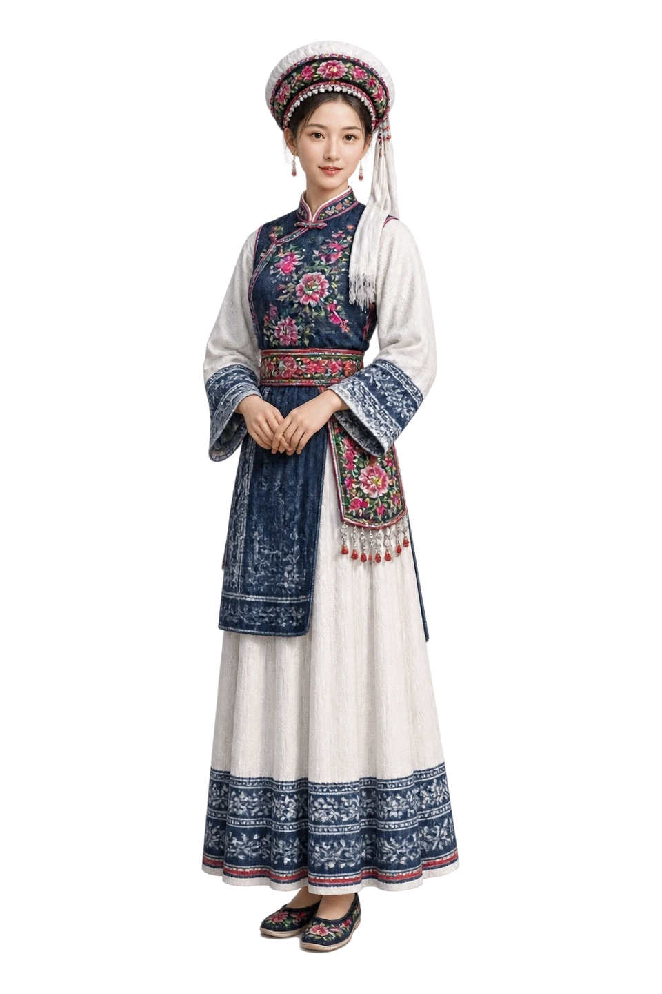 白族成年女性服饰 AI 3D 艺术示意