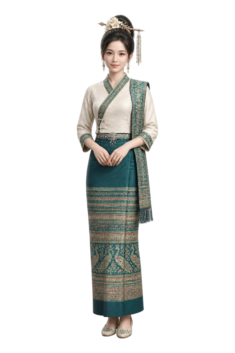 傣族成年女性服饰 AI 3D 艺术示意