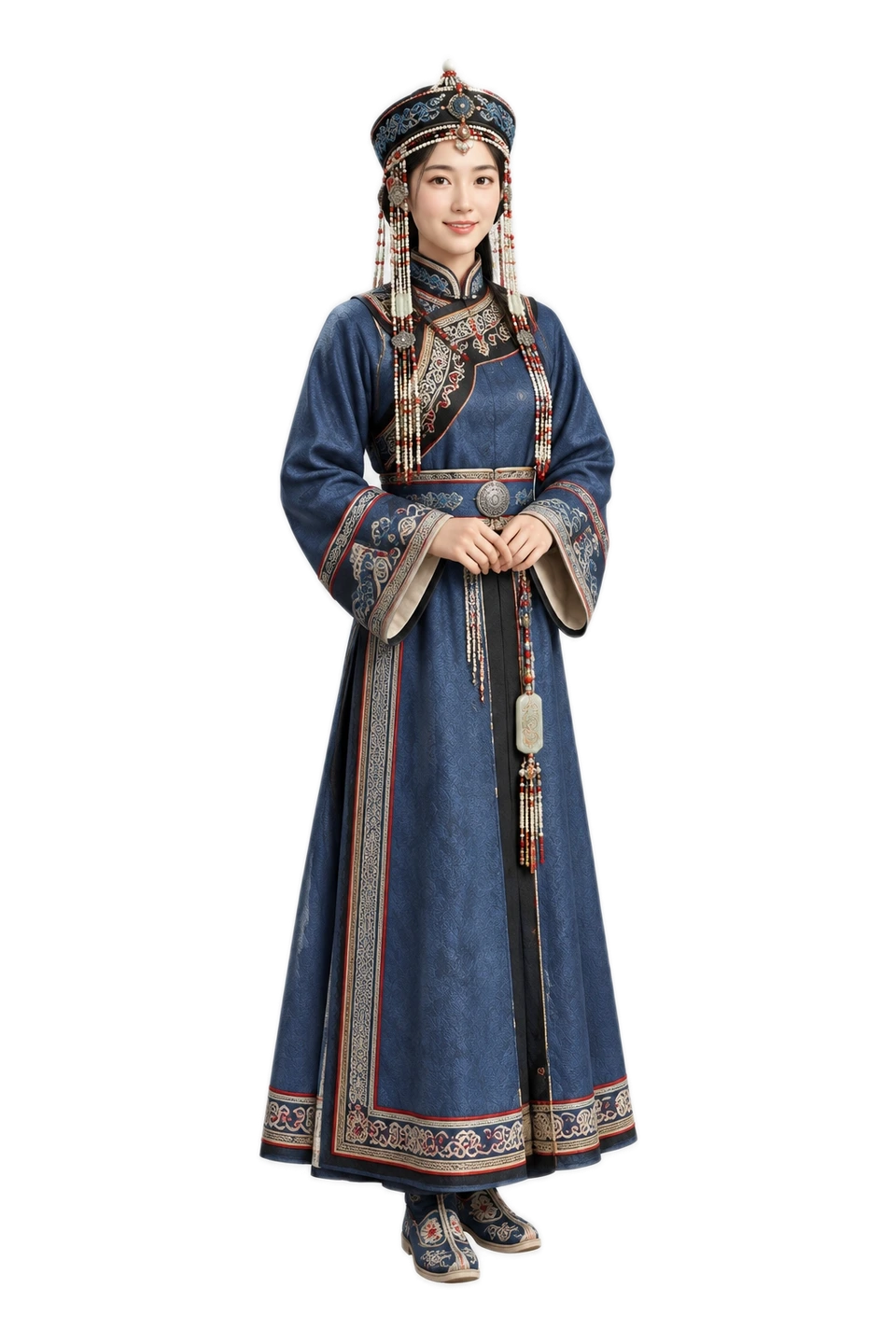 达斡尔族成年女性服饰 AI 3D 艺术示意