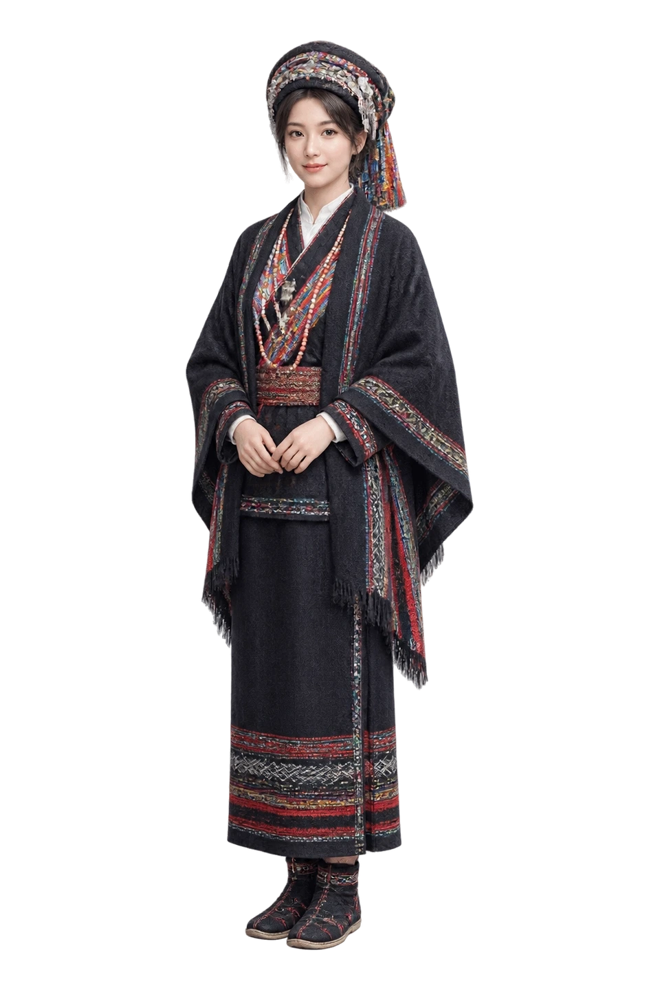 独龙族成年女性服饰 AI 3D 艺术示意