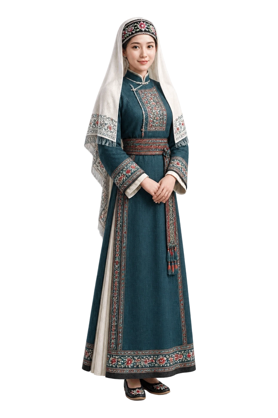 东乡族成年女性服饰 AI 3D 艺术示意