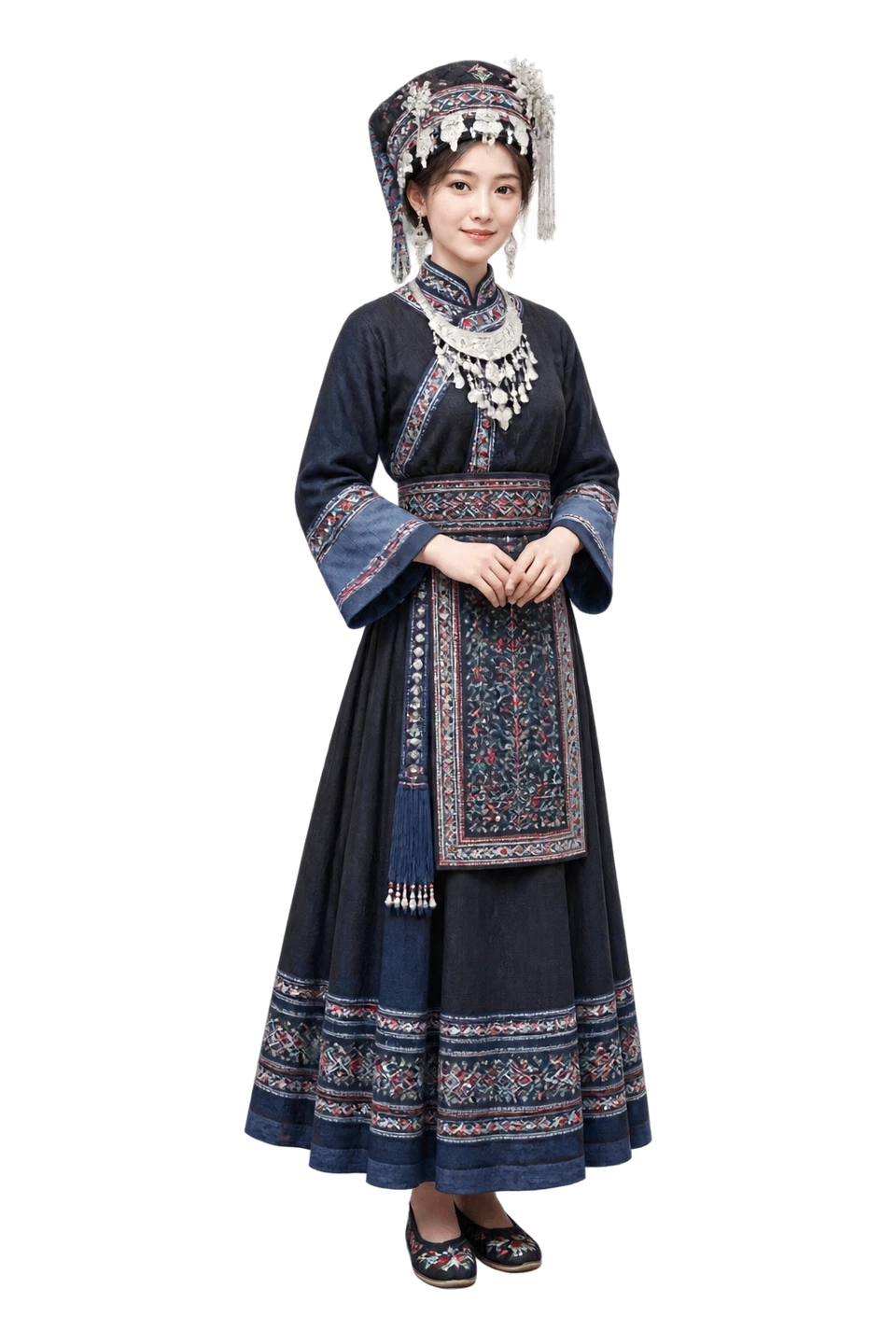 仡佬族成年女性服饰 AI 3D 艺术示意