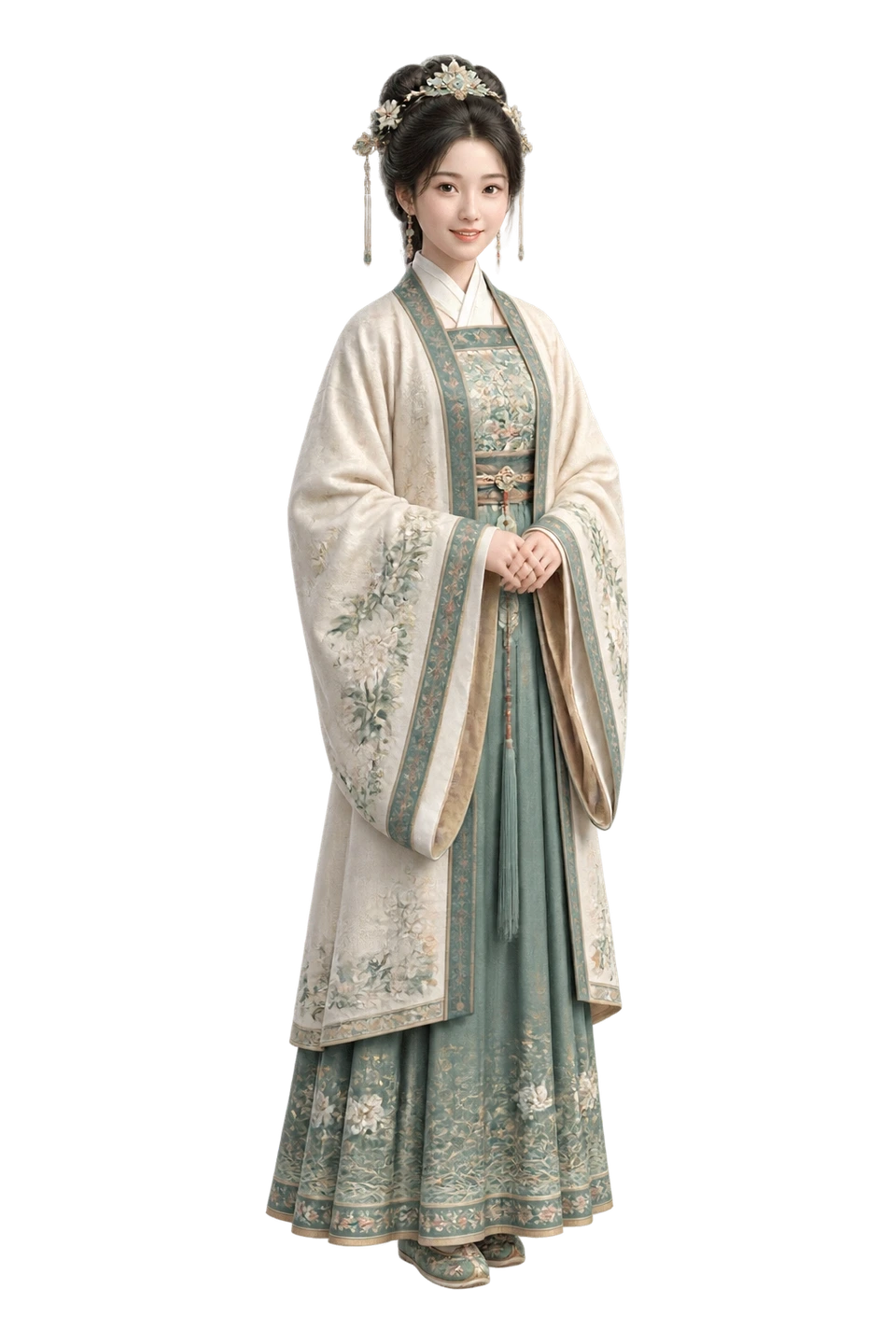 汉族成年女性服饰 AI 3D 艺术示意