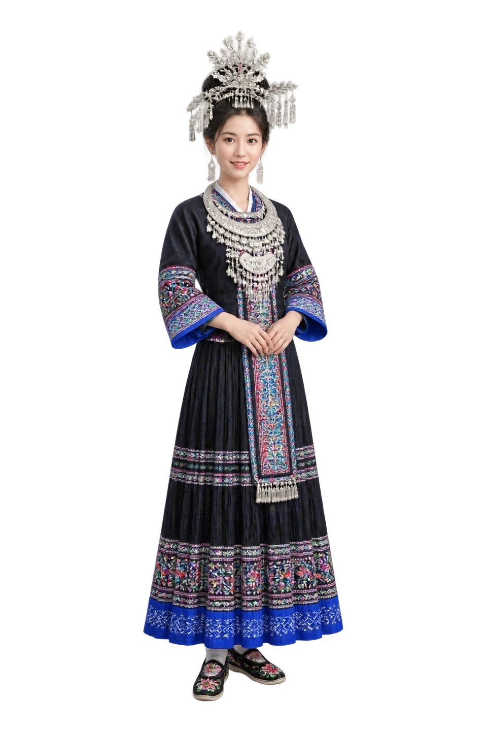 侗族成年女性服饰 AI 3D 艺术示意