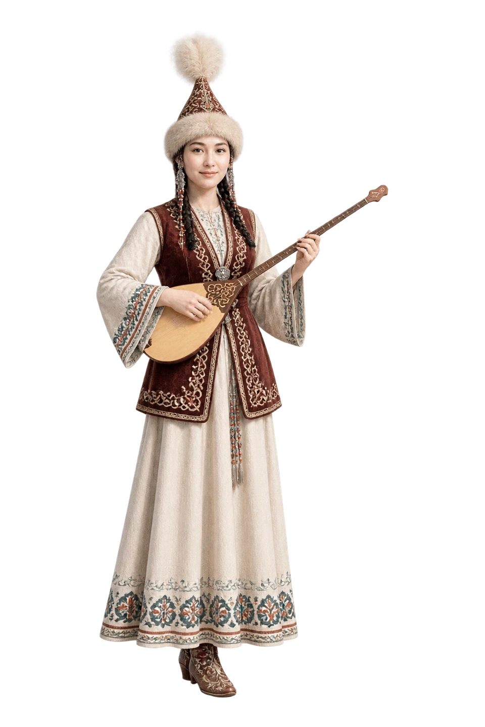 哈萨克族成年女性服饰 AI 3D 艺术示意