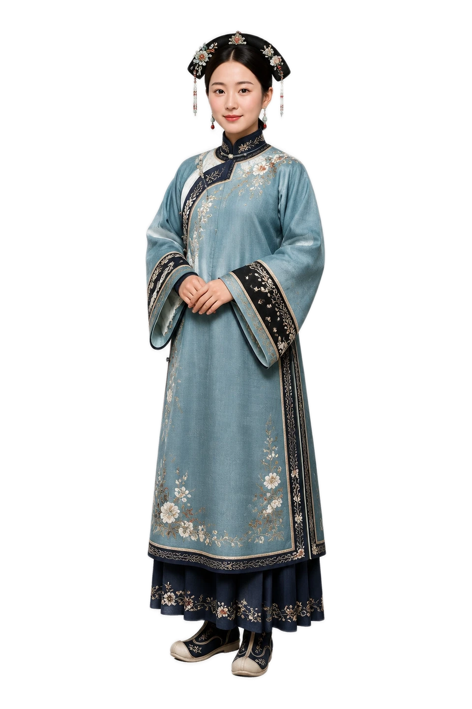 满族成年女性服饰 AI 3D 艺术示意