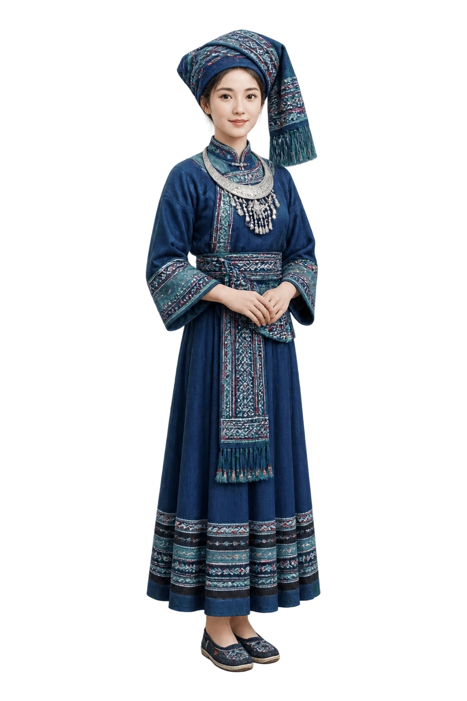 仫佬族成年女性服饰 AI 3D 艺术示意