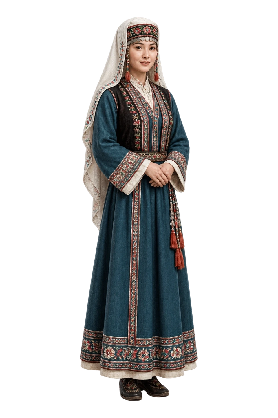 撒拉族成年女性服饰 AI 3D 艺术示意