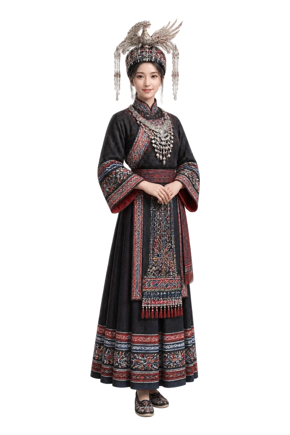 畲族成年女性服饰 AI 3D 艺术示意