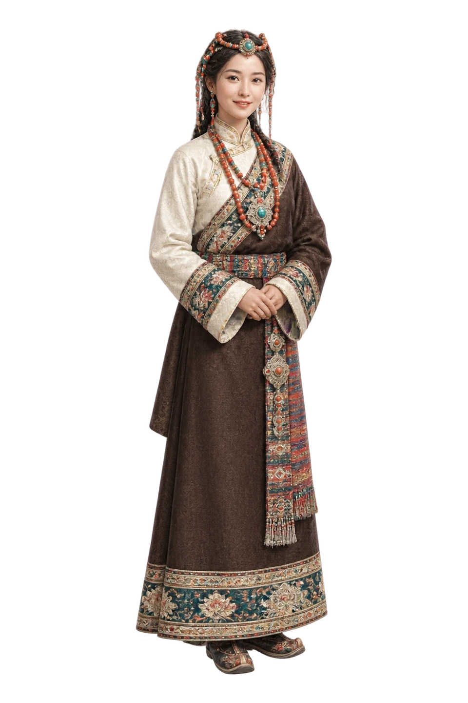藏族成年女性服饰 AI 3D 艺术示意