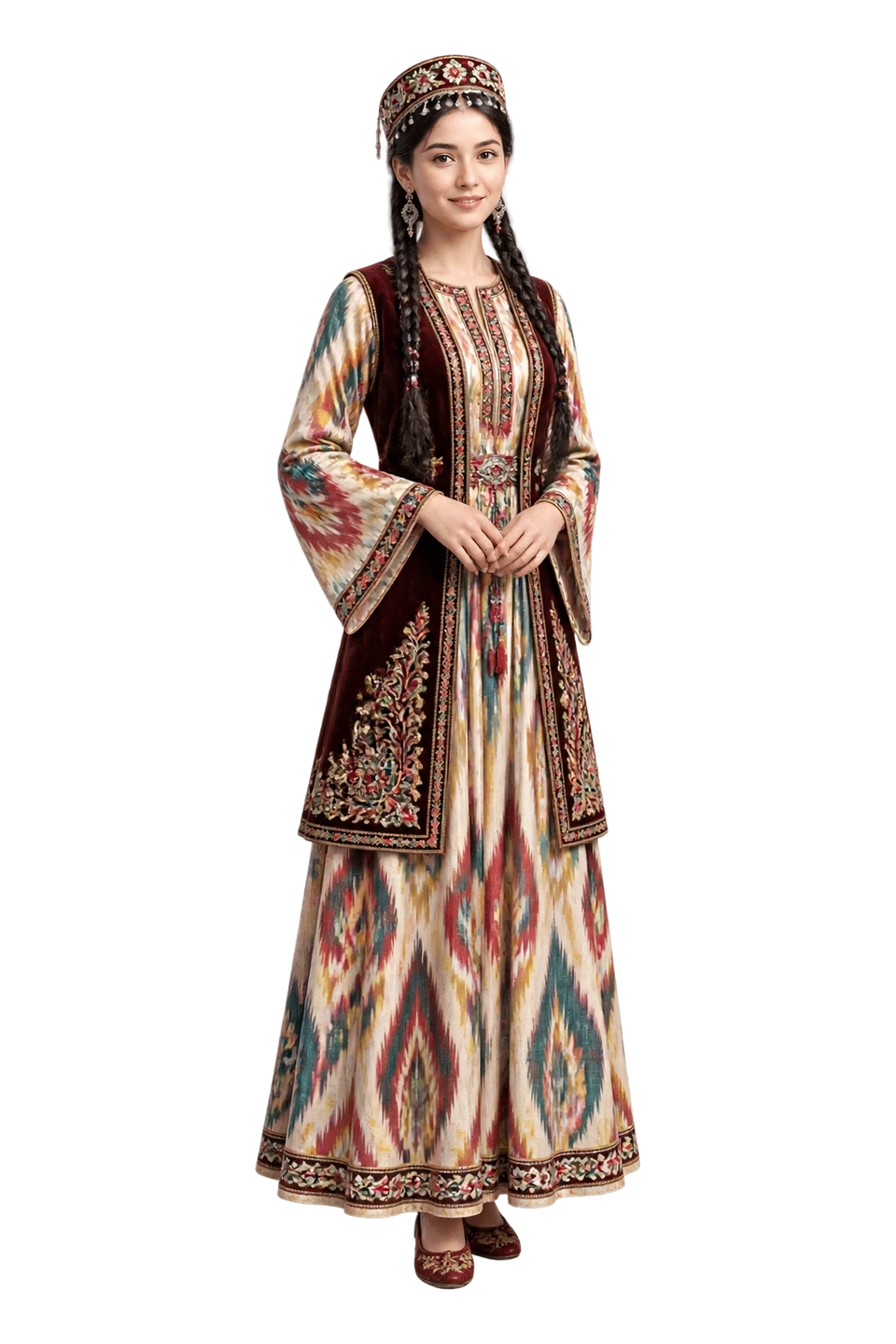 乌孜别克族成年女性服饰 AI 3D 艺术示意