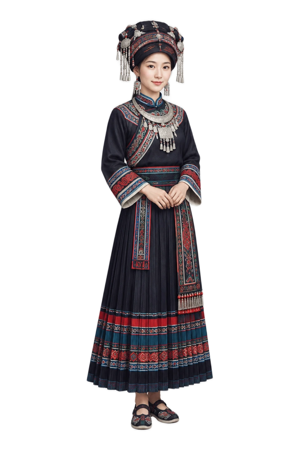 彝族成年女性服饰 AI 3D 艺术示意