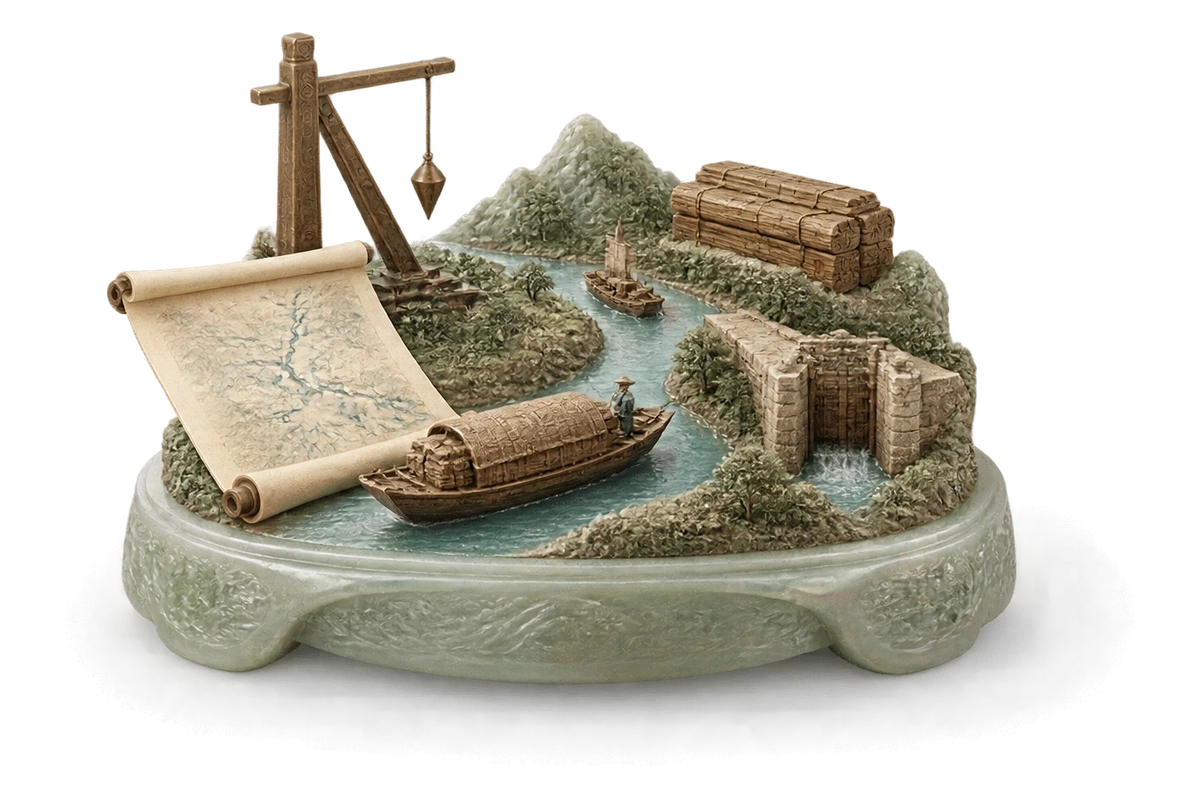 大运河系统扩展 · AI 3D 历史主题示意