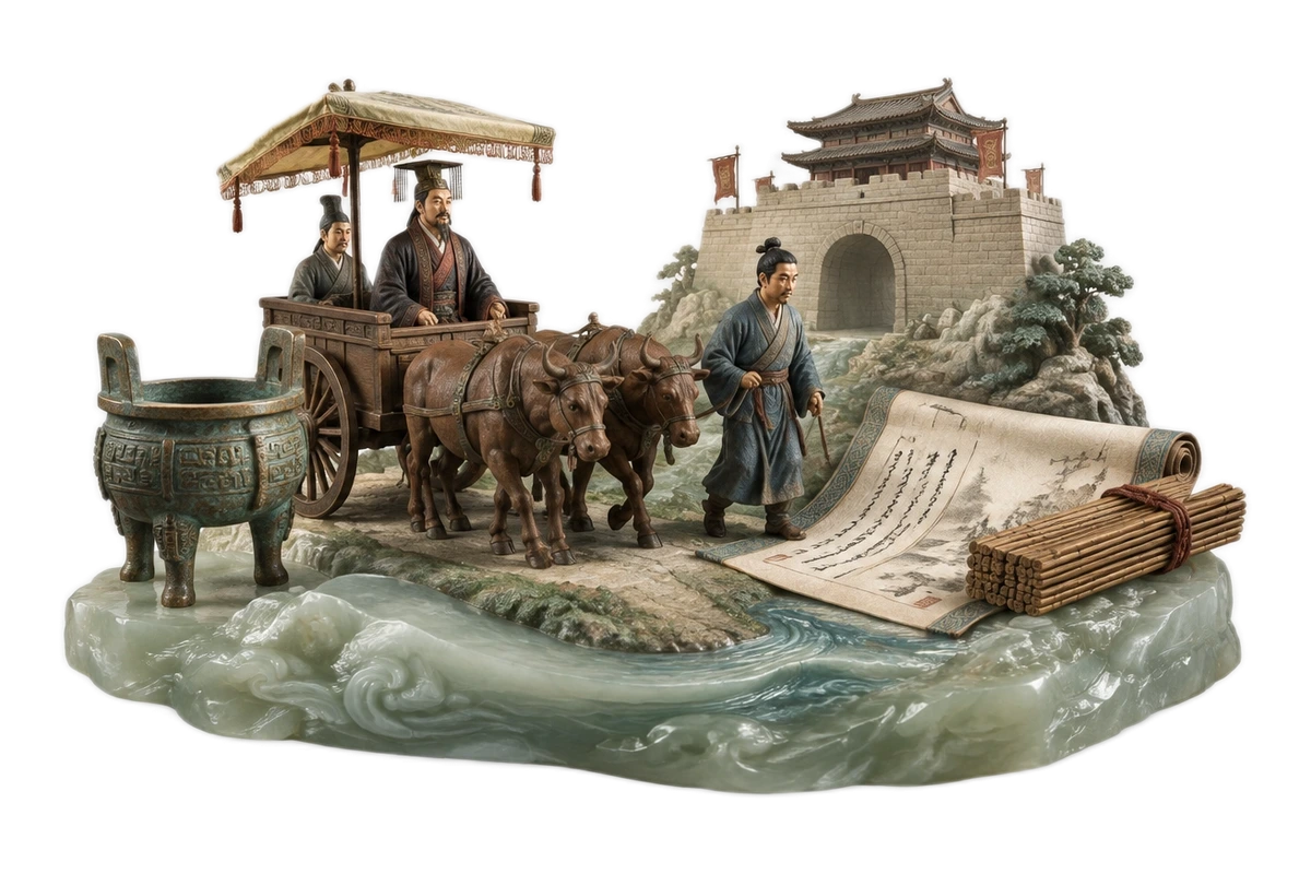 周平王东迁，春秋开始 · AI 3D 历史主题示意