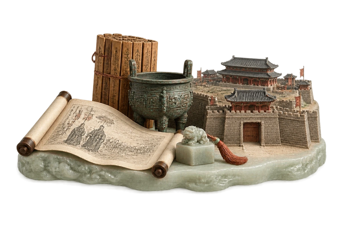 汉朝建立 · AI 3D 历史主题示意