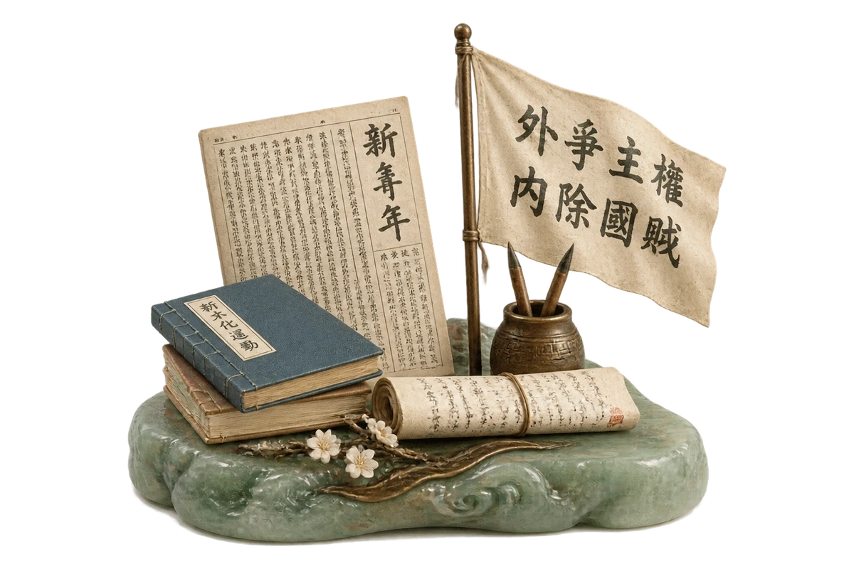 五四运动 · AI 3D 历史主题示意