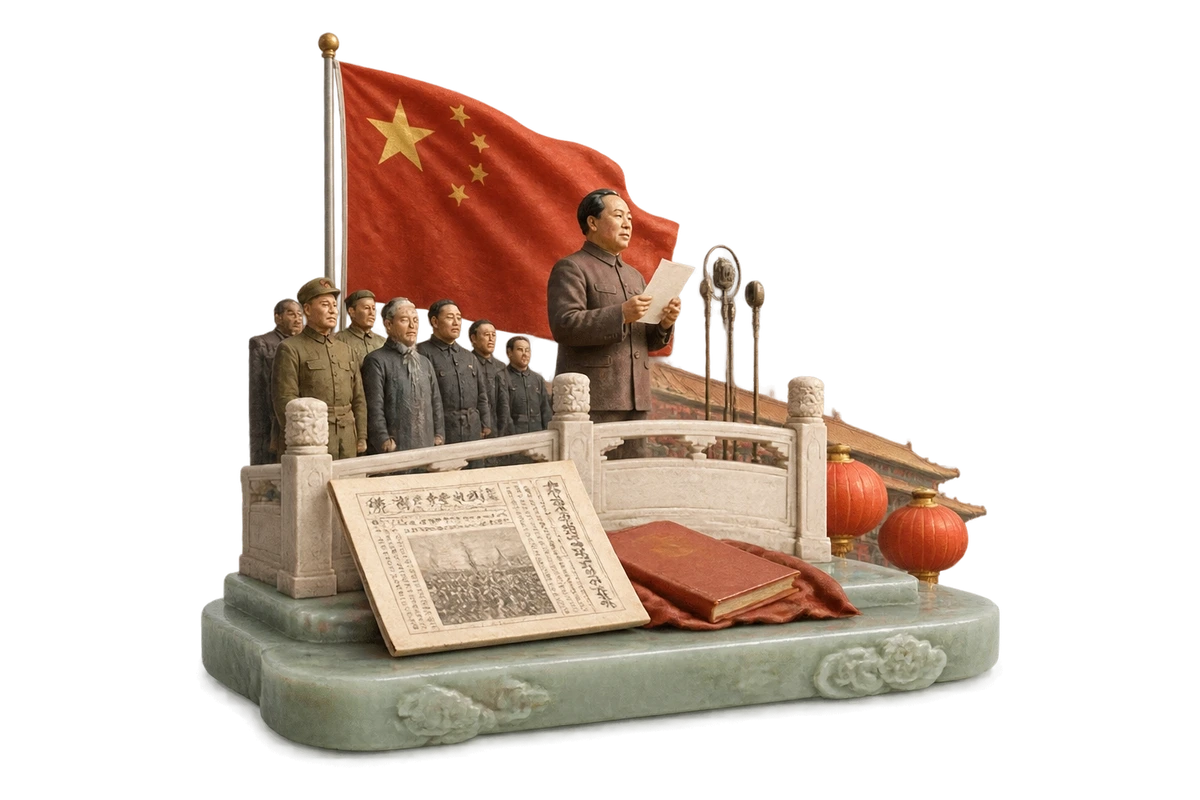 中华人民共和国成立 · AI 3D 历史主题示意