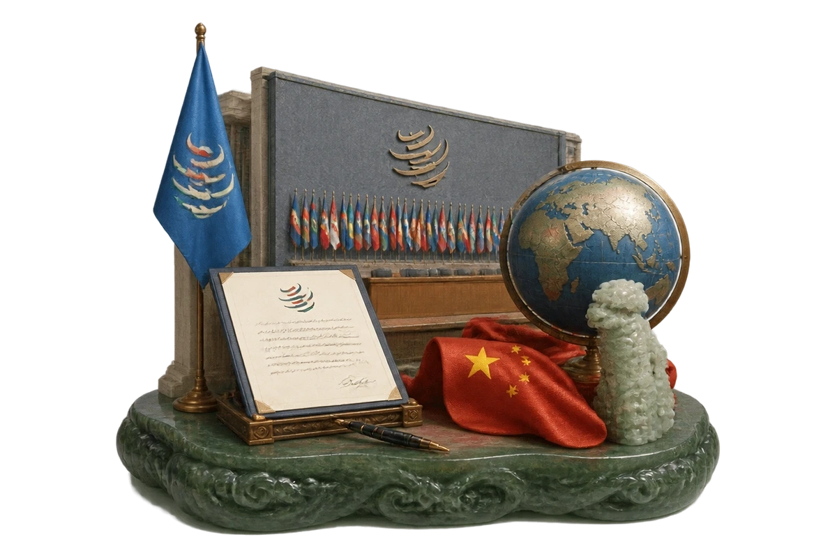 中国加入世界贸易组织 · AI 3D 历史主题示意